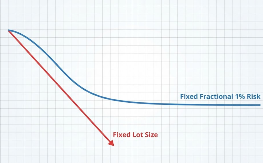 固定百分比法与固定手数资金曲线对比图